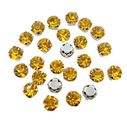 Round Glass Rhinestones with Claw – Silver Base Sew-On Crystals for Clothing, Shoes, and Crafts