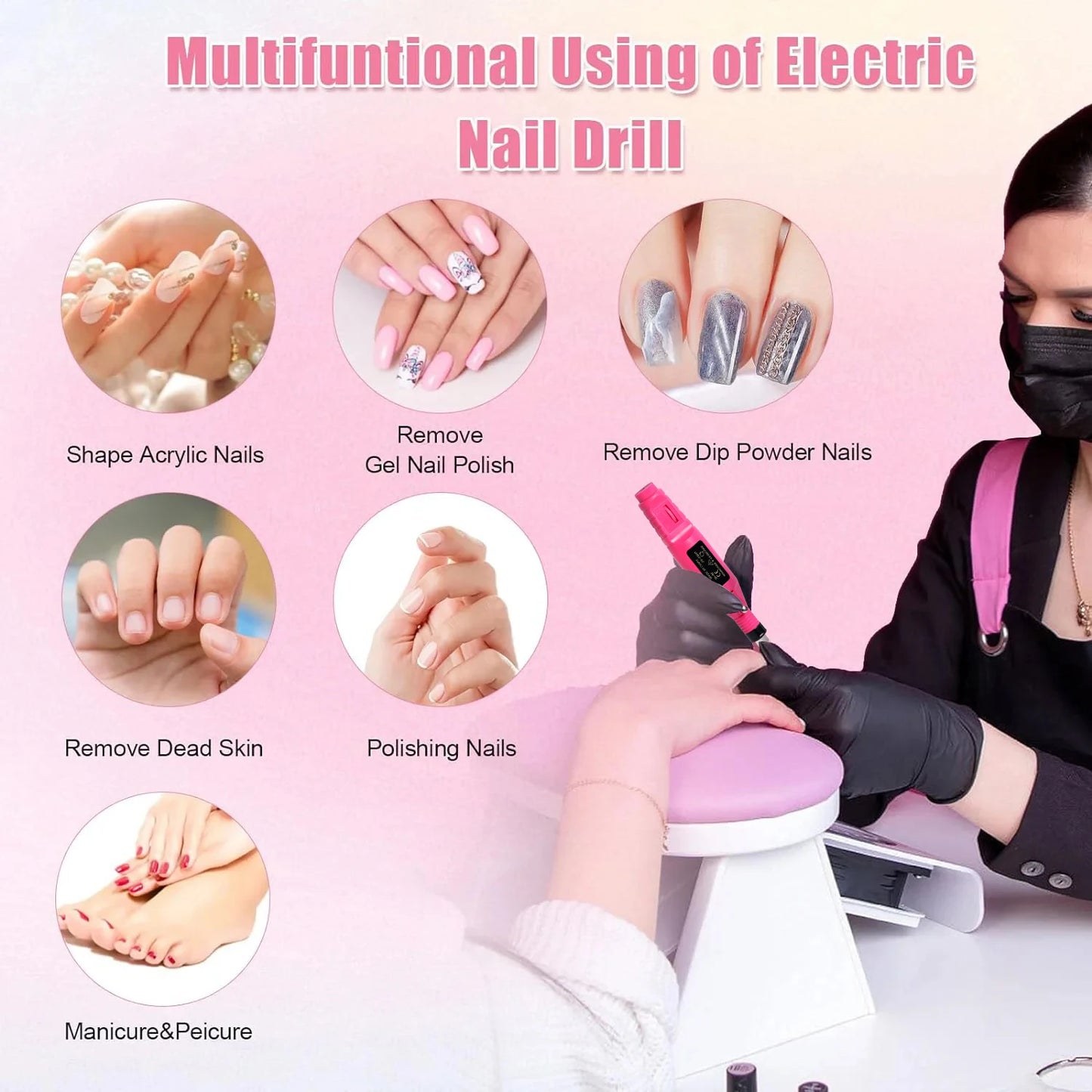 Portable Professional Electric Nail Drill Machine – Manicure & Pedicure Drill Set for Home and Salon Use