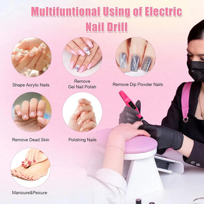 Portable Professional Electric Nail Drill Machine – Manicure & Pedicure Drill Set for Home and Salon Use