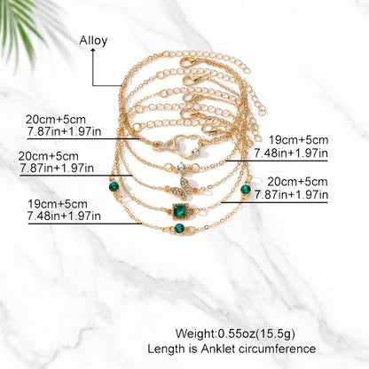 5pcs Vintage Rhinestone Bracelet Set – Infinity & Geometric Designs, Fashion Jewelry for Women, Perfect Gift & Casual Wear