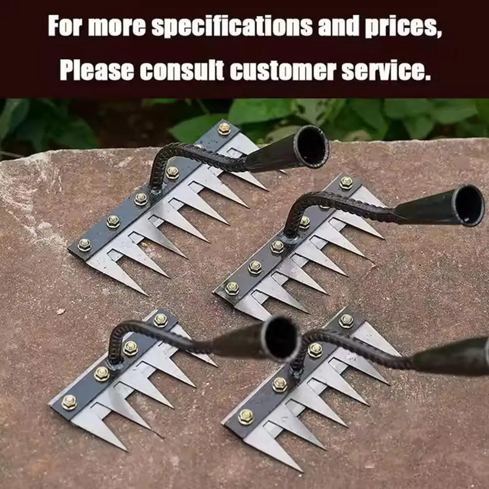 Carbon Steel Garden Weeding Rake – 5/6/7/8 Teeth Soil Loosening & Weed Removal Tool for Farm, Garden & Landscaping