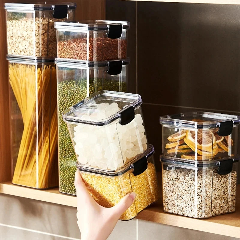 1PC Airtight Sealed Storage Jar – Plastic Grain, Pasta & Seasoning Container | Moisture-Proof Kitchen Organizer Box
