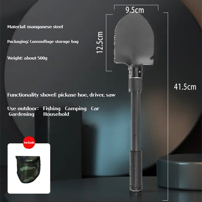 1PC Outdoor Foldable Camping Shovel – Multifunctional Hiking Entrenching Tool, Portable Garden & Survival Shovel