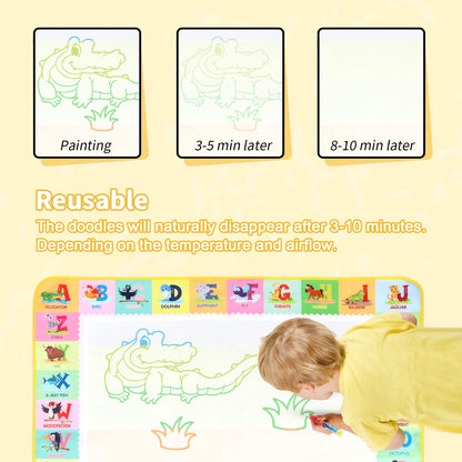 100x80CM Magic Water Drawing Mat – Reusable Doodle Board Montessori Educational Toy for Kids