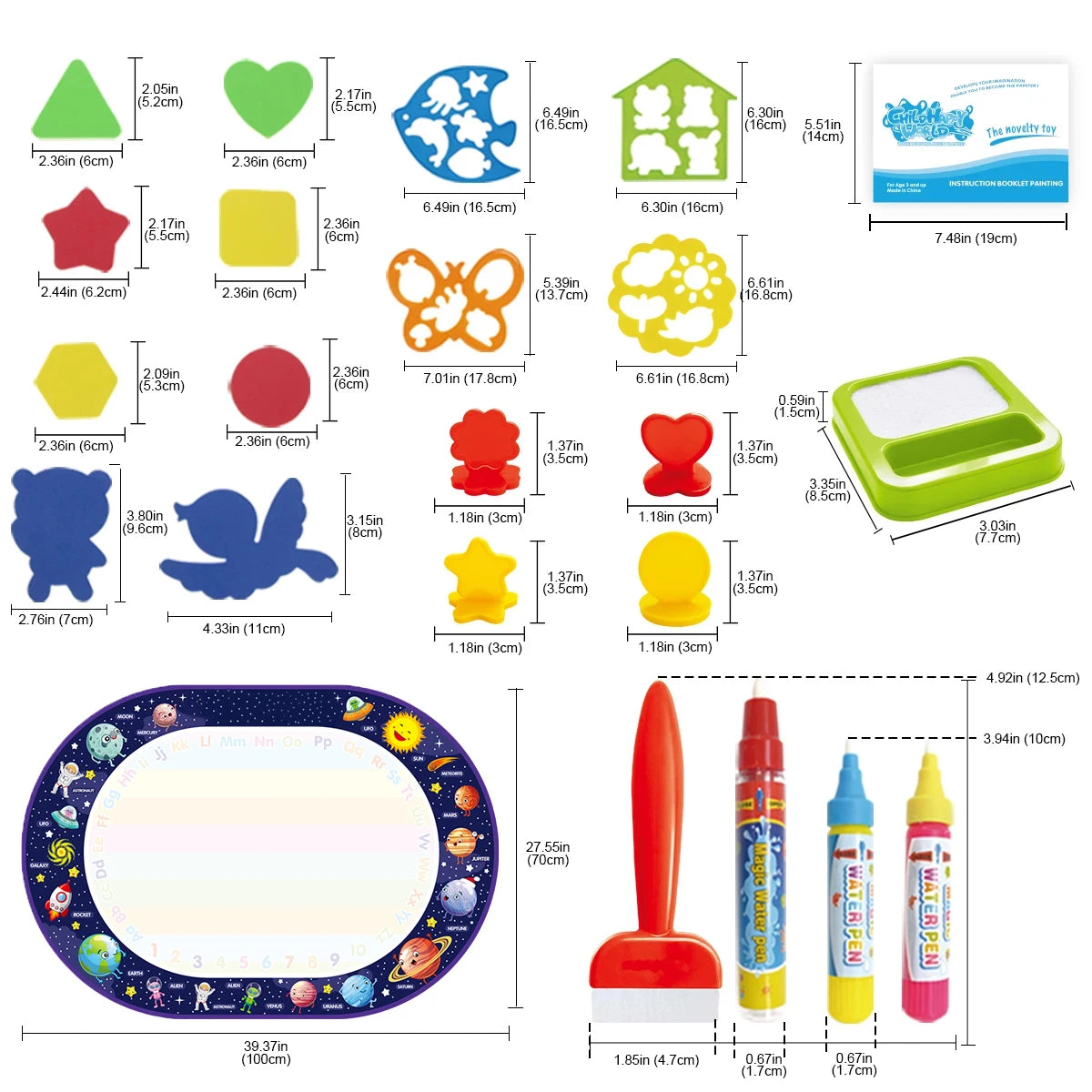 100x80CM Magic Water Drawing Mat – Reusable Doodle Board Montessori Educational Toy for Kids