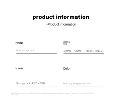 1PC Airtight Sealed Storage Jar – Plastic Grain, Pasta & Seasoning Container | Moisture-Proof Kitchen Organizer Box